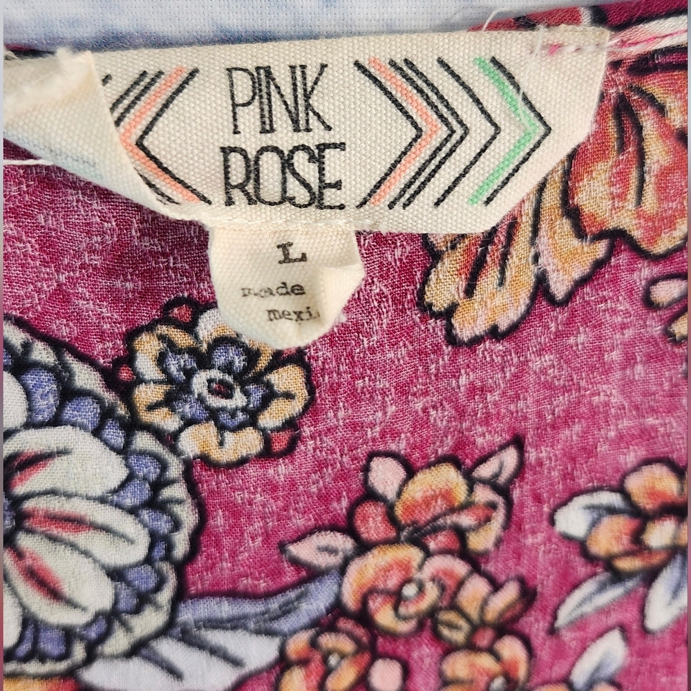 Pink Rose Sleeveless Pink And Floral Pattern Tank Top Large image 2